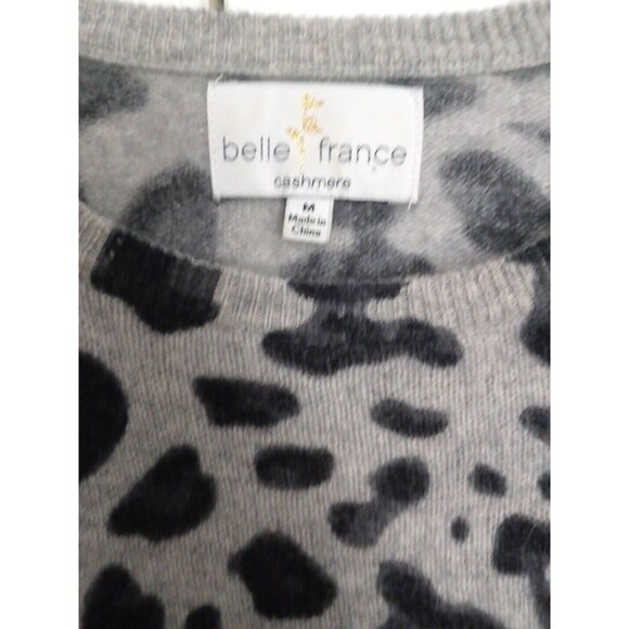 BELLE FRANCE LONG SLEEVE ANIMAL PRINT PULLOVER CASHMERE SWEATER SIZE M EUC - Picture 3 of 7